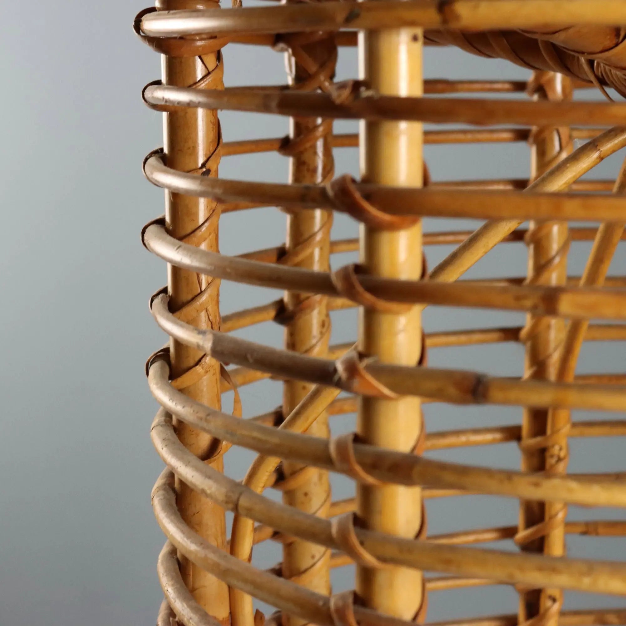 Vintage Stool Woven Bamboo Design Italy 1970s