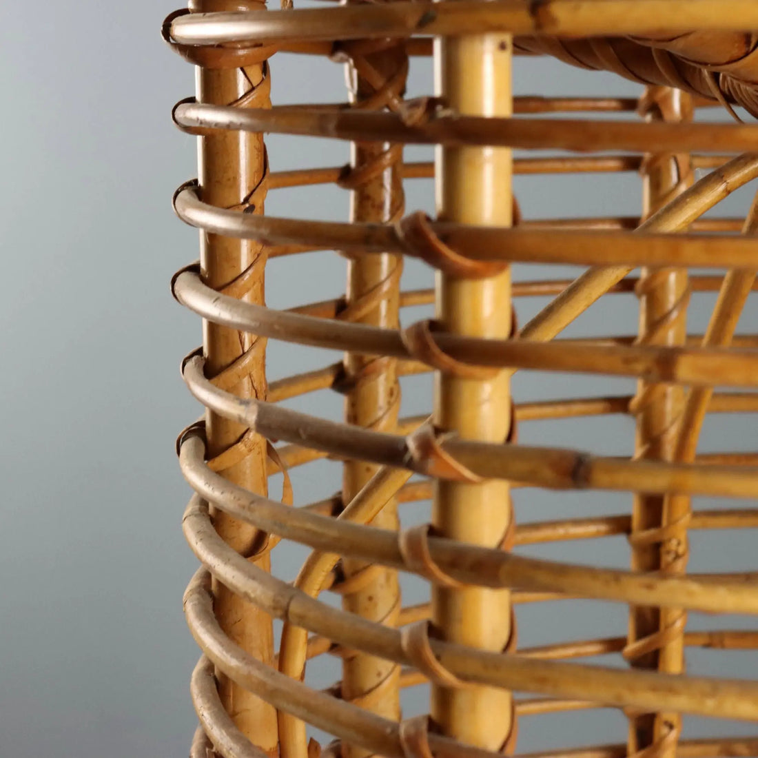 Vintage Stool Woven Bamboo Design Italy 1970s