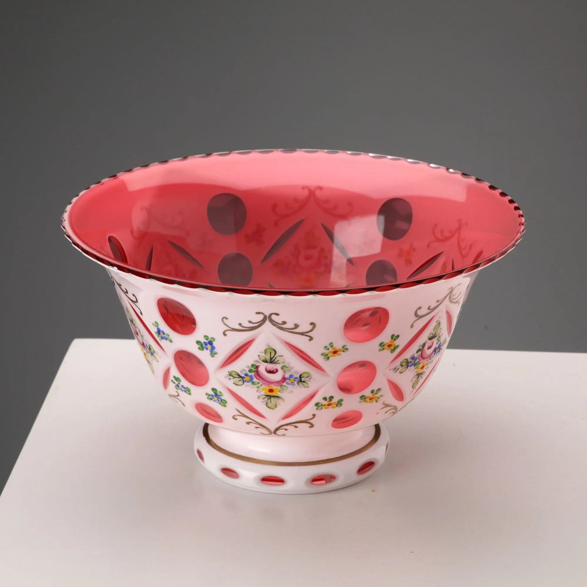 Antique Bowl Bohemian Crystal Decorations Czech Republic XX Century