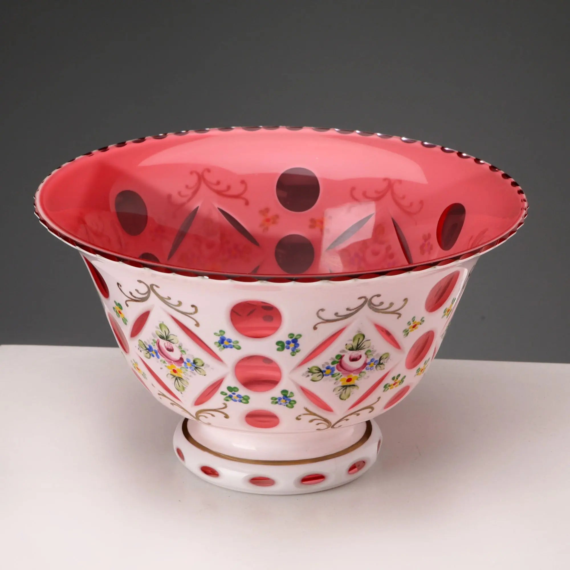 Antique Bowl Bohemian Crystal Decorations Czech Republic XX Century