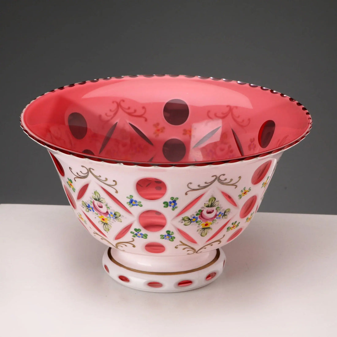 Antique Bowl Bohemian Crystal Decorations Czech Republic XX Century