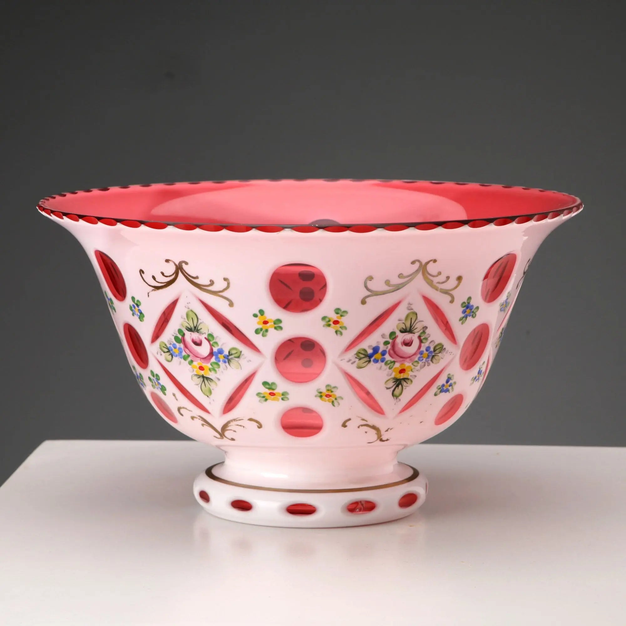 Antique Bowl Bohemian Crystal Decorations Czech Republic XX Century