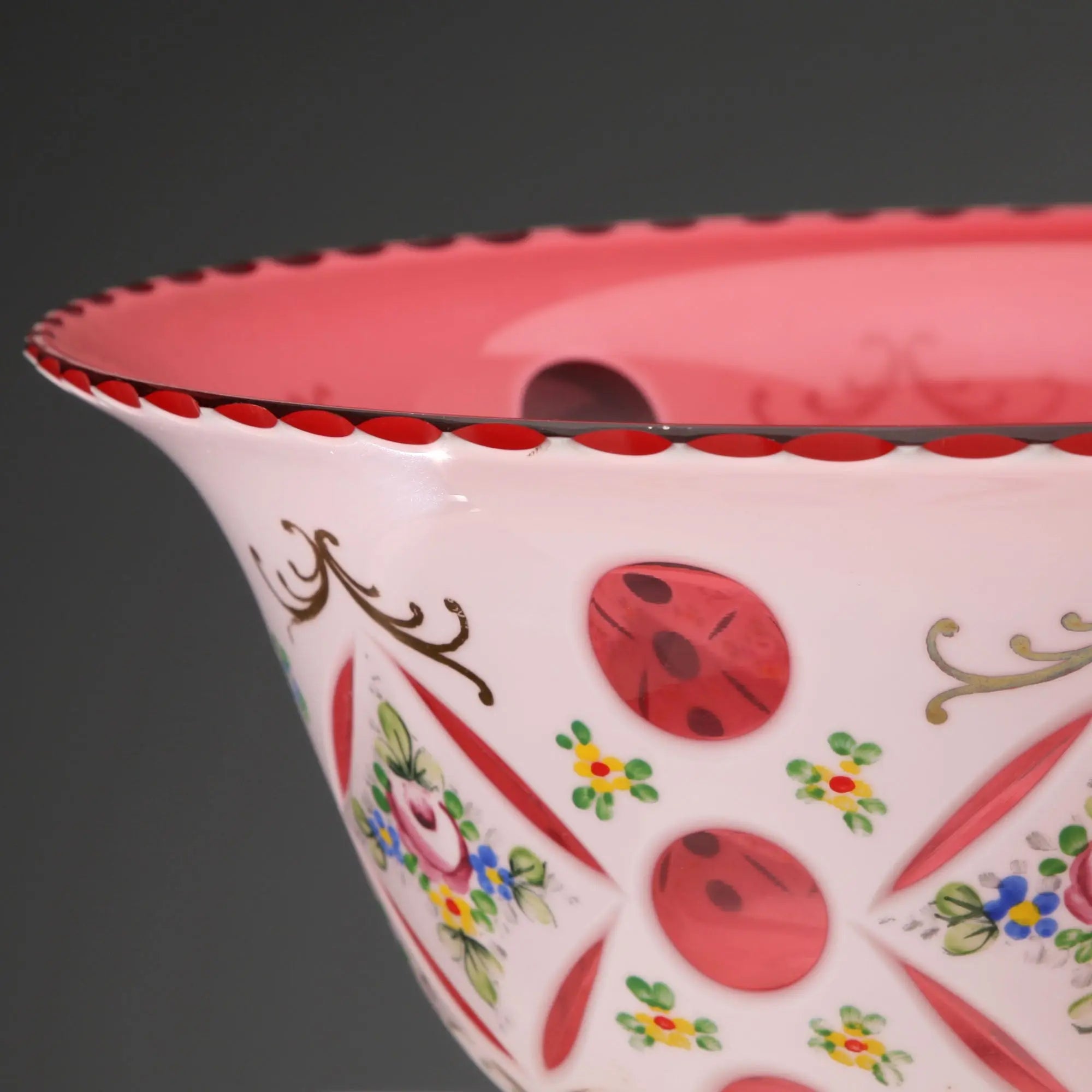 Antique Bowl Bohemian Crystal Decorations Czech Republic XX Century