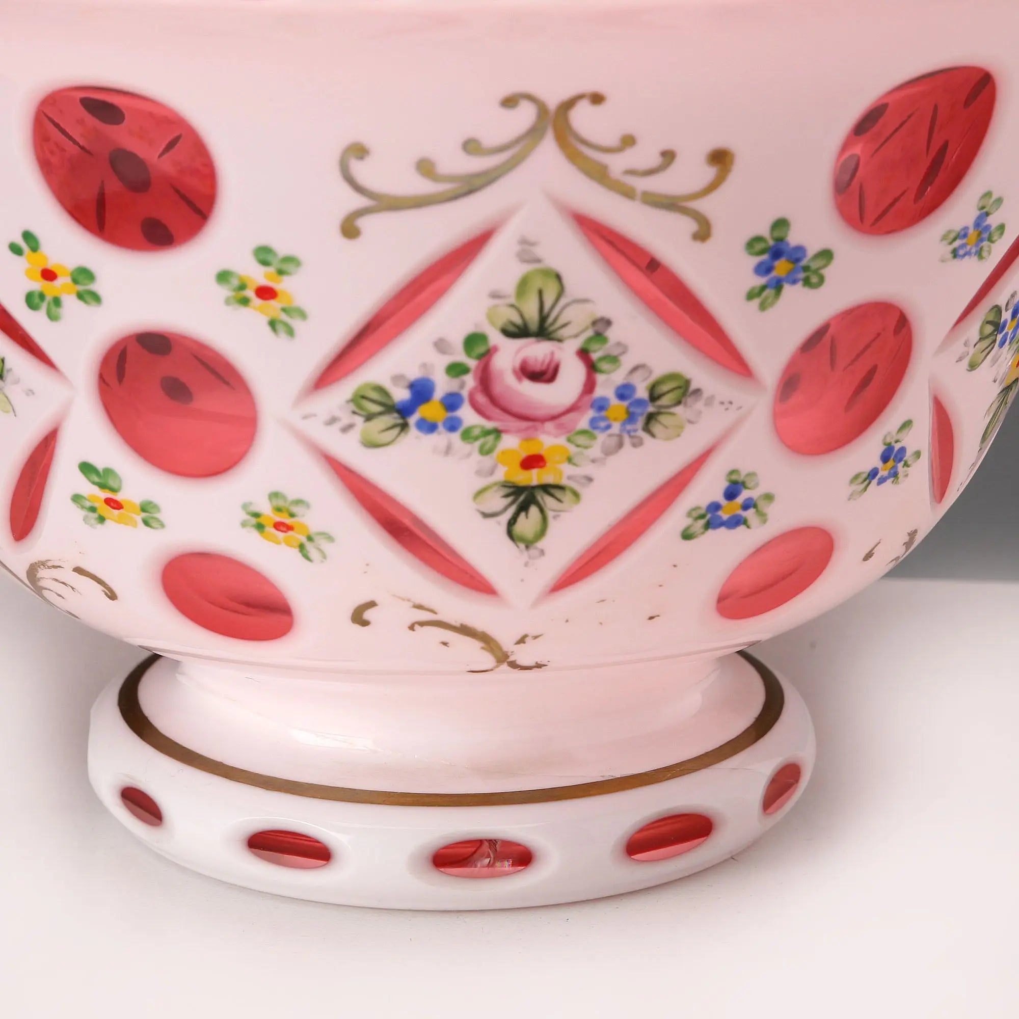 Antique Bowl Bohemian Crystal Decorations Czech Republic XX Century