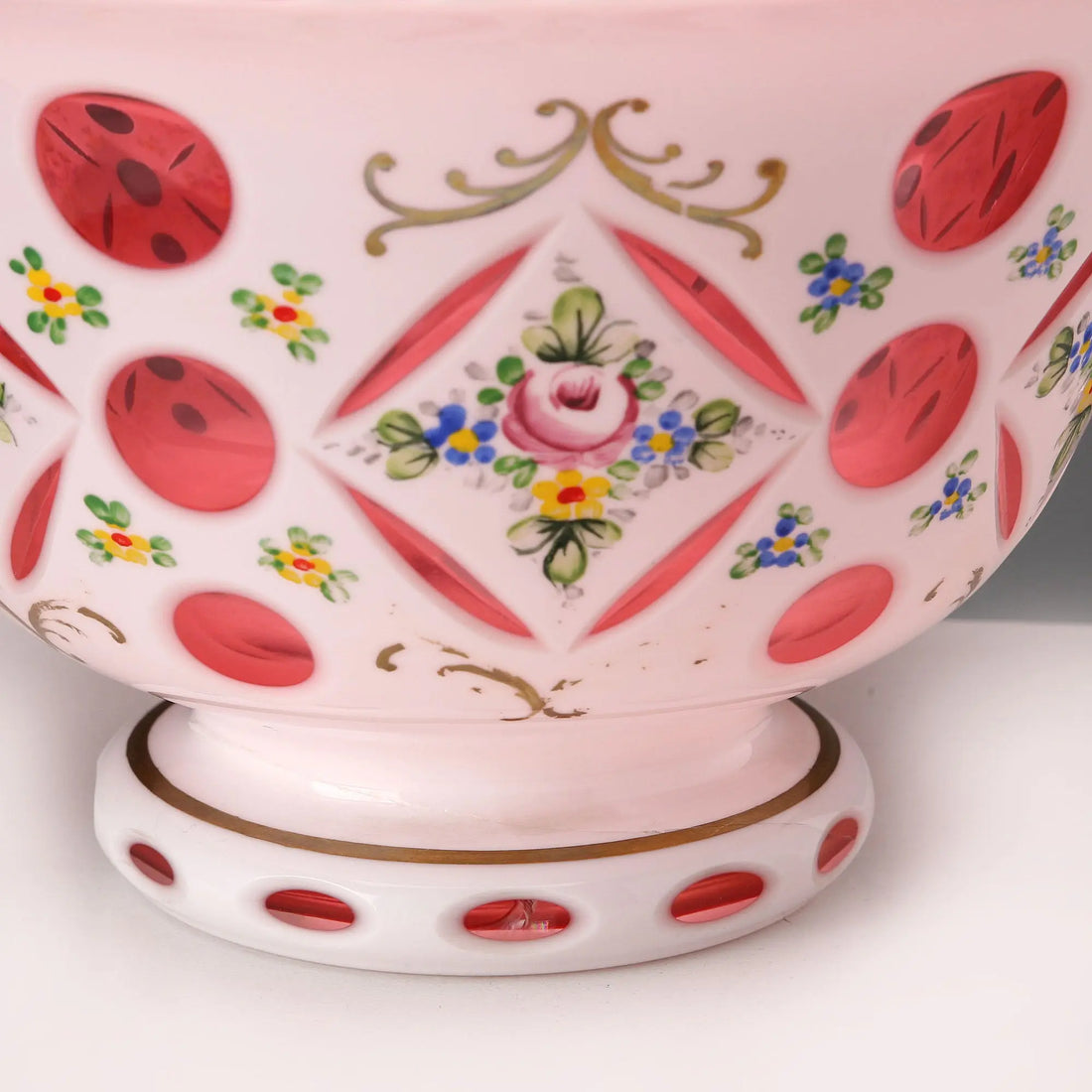 Antique Bowl Bohemian Crystal Decorations Czech Republic XX Century