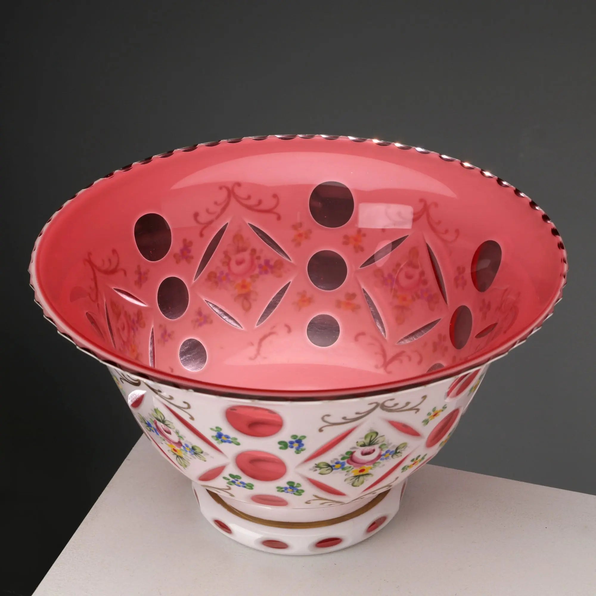 Antique Bowl Bohemian Crystal Decorations Czech Republic XX Century