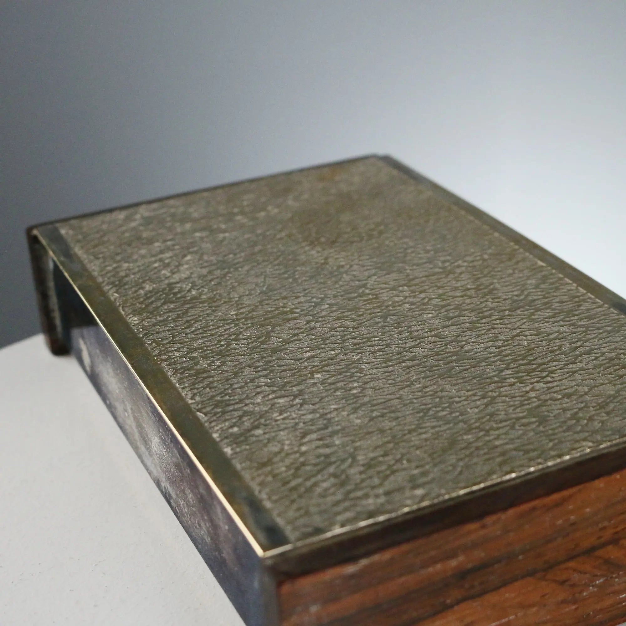 Vintage Jewelry Casket Wood Silvered Metal 1960s-1970s