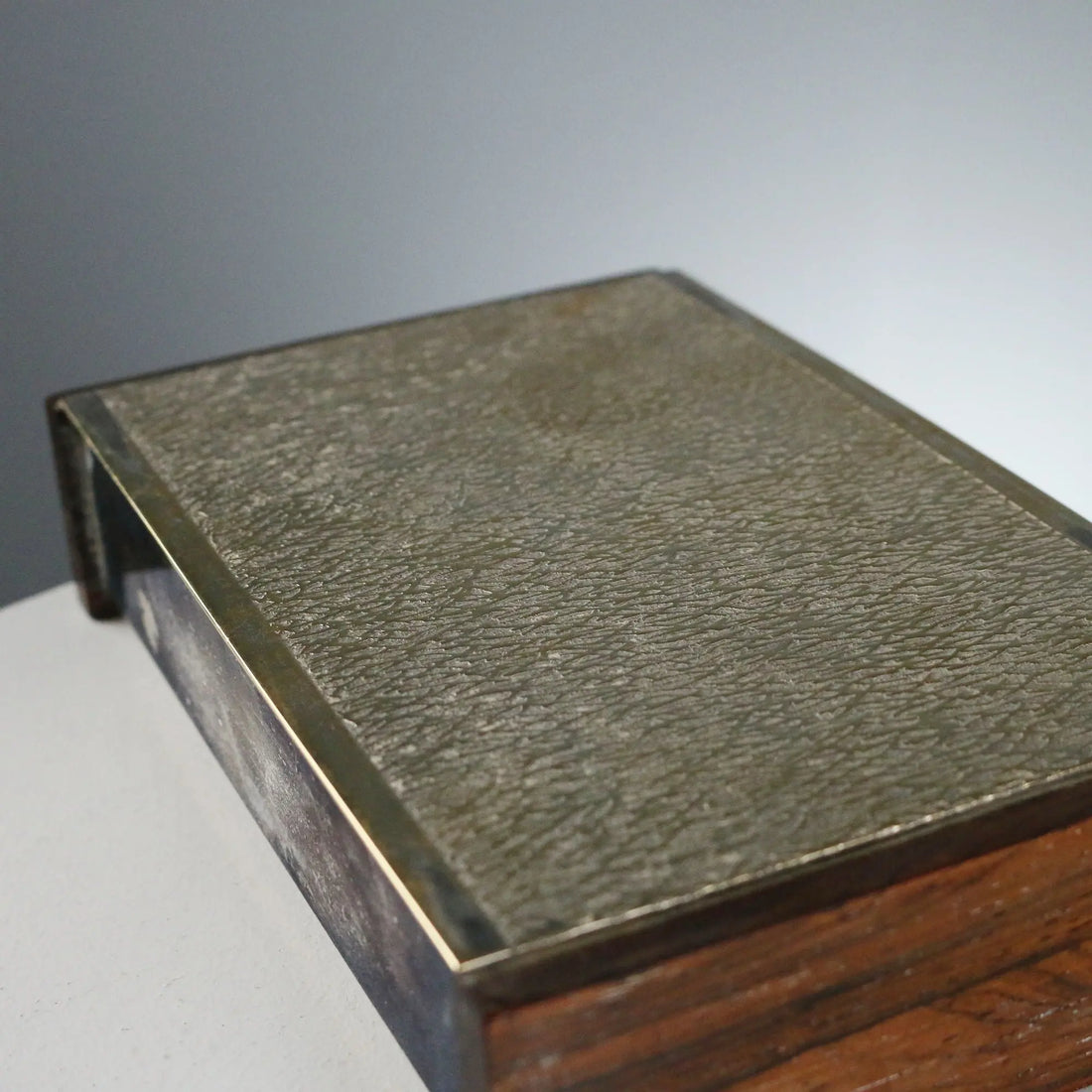 Vintage Jewelry Casket Wood Silvered Metal 1960s-1970s