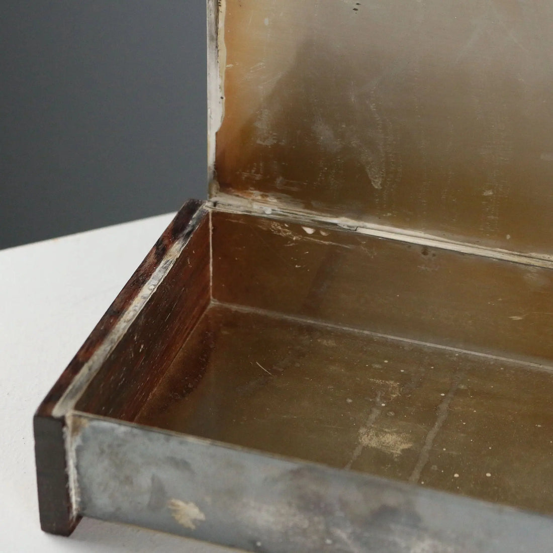 Vintage Jewelry Casket Wood Silvered Metal 1960s-1970s
