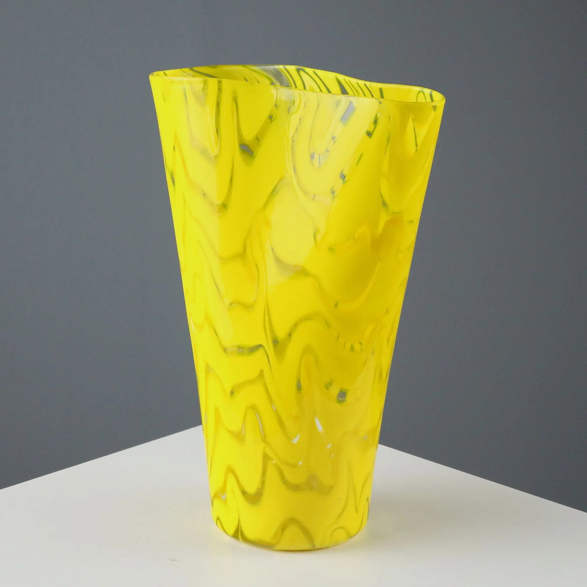Vintage Vase Yellow Blown Glass Italy XX Century
