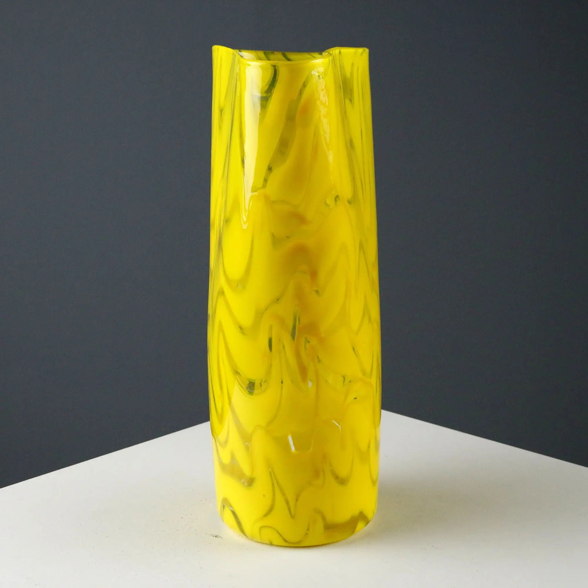 Vintage Vase Yellow Blown Glass Italy XX Century