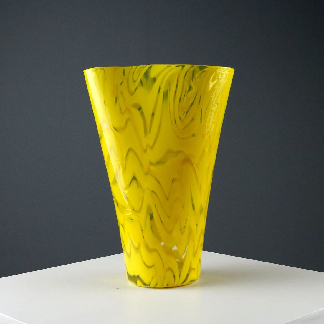 Vintage Vase Yellow Blown Glass Italy XX Century
