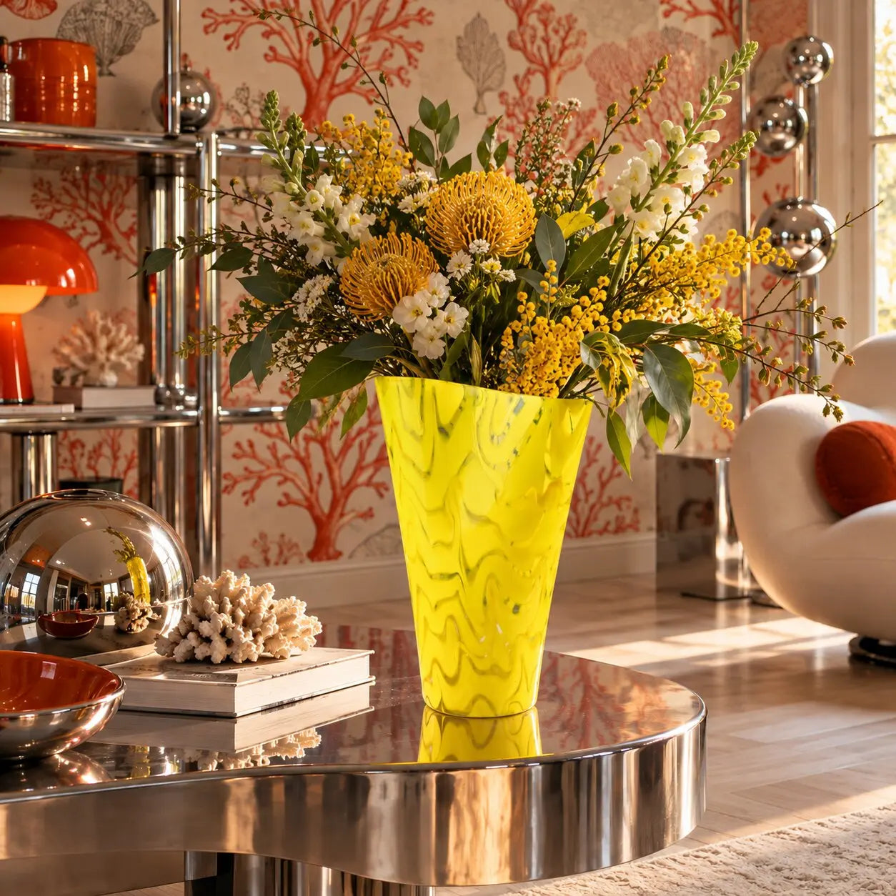 Vintage Vase Yellow Blown Glass Italy XX Century