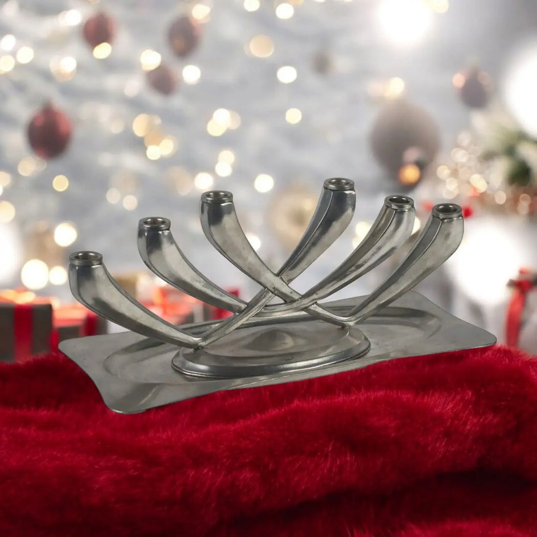 Vintage Candle-Holder and Tray Pewter G. Patrini Atena Italy - Italy, 1980s | Modernism | 