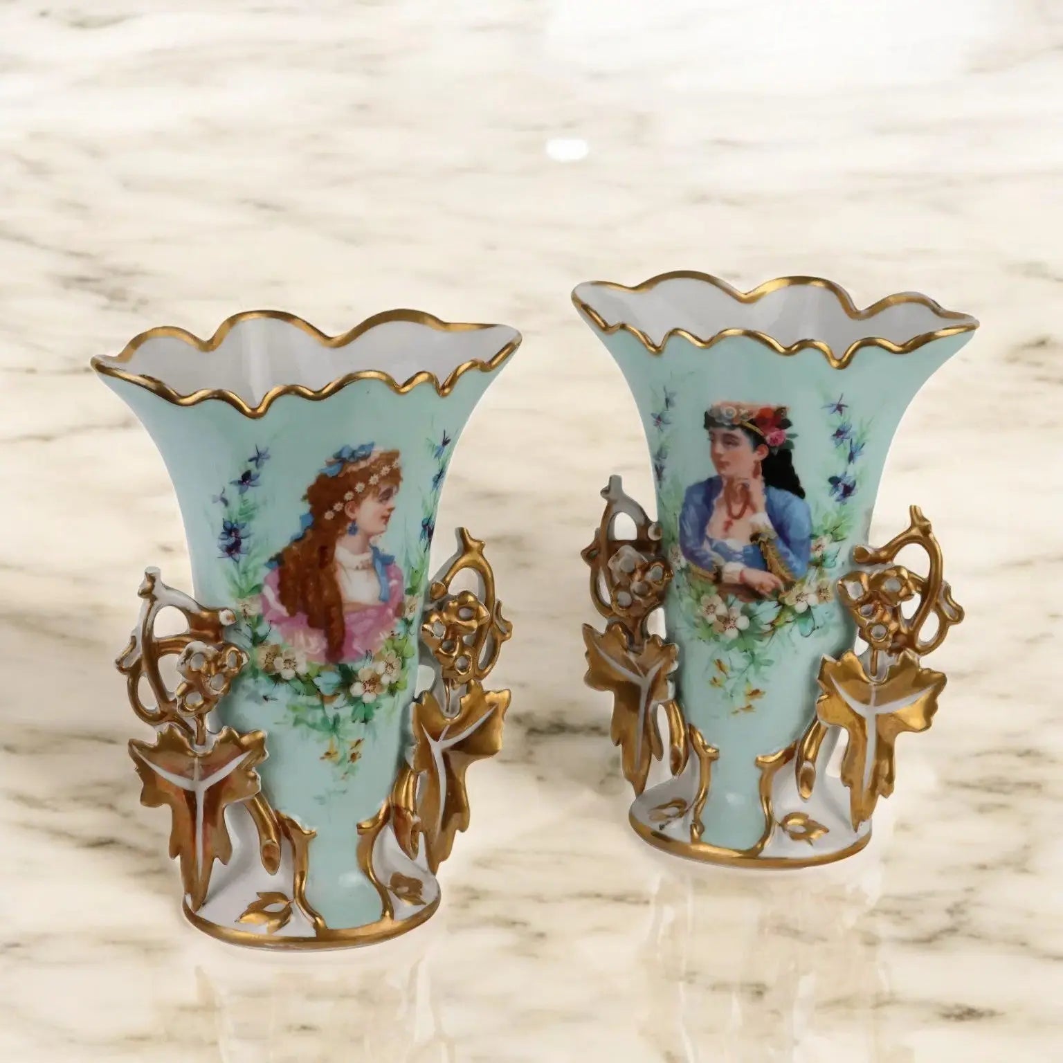 Pair of Antique Vases for Bouquet Porcelain Europe XIX-XX Century - Europe, Late XIX - Early XX Century | Antiques | Ceramics Products