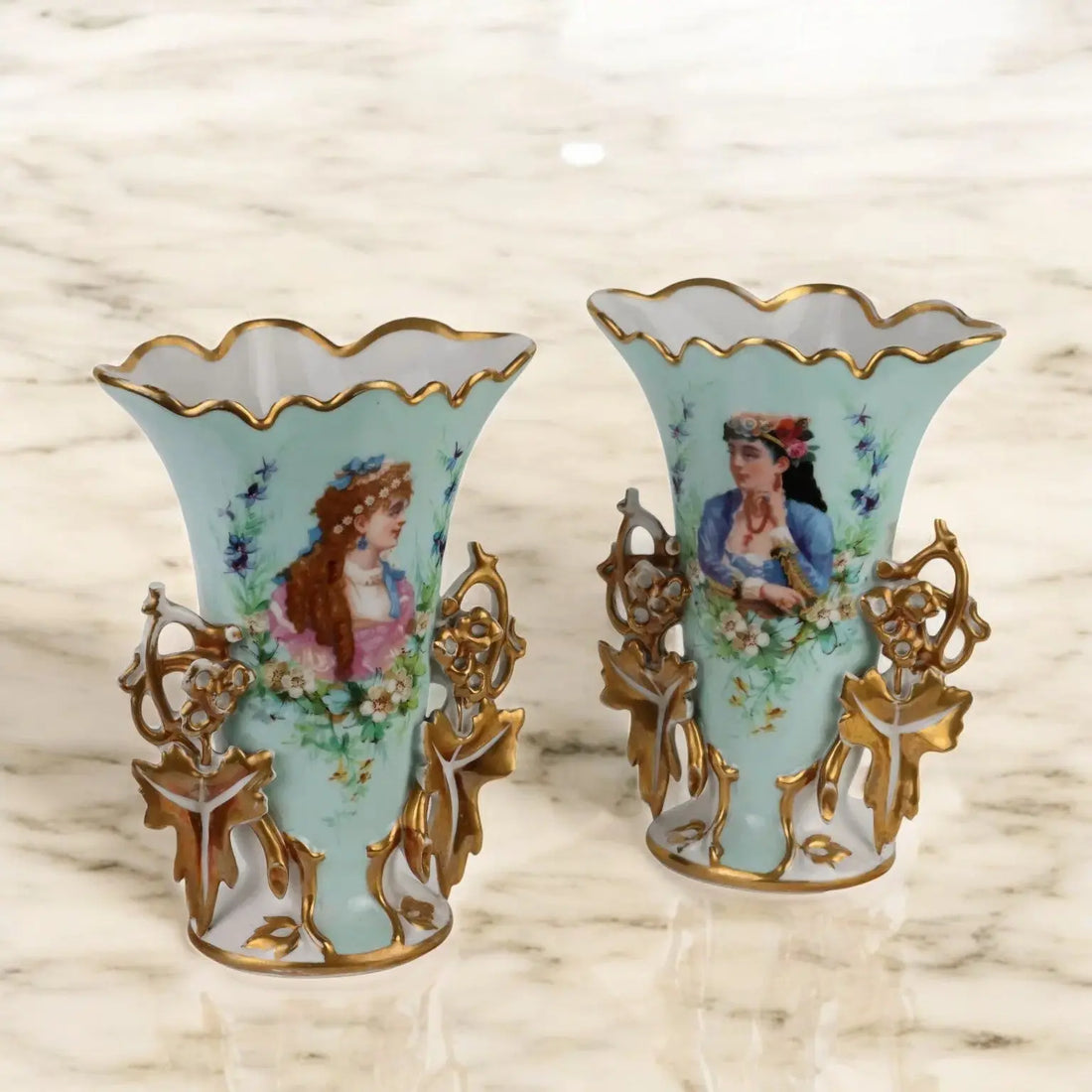 Pair of Antique Vases for Bouquet Porcelain Europe XIX-XX Century - Europe, Late XIX - Early XX Century | Antiques | Ceramics Products