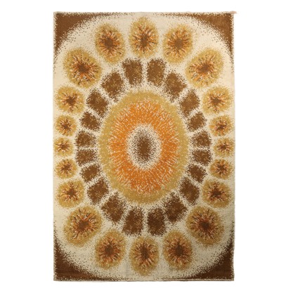 Vintage Carpet 115x78 In Wool Long Pile Italy '900 Furnishing Yellow