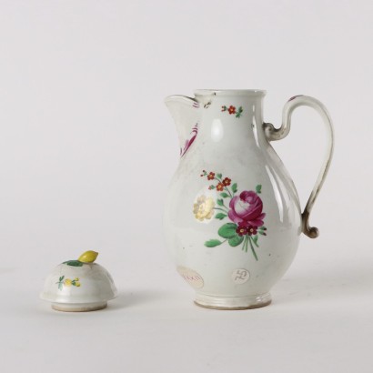 Ancient Coffee Pot White Porcelain Vienna \'700 Painted Ceramic