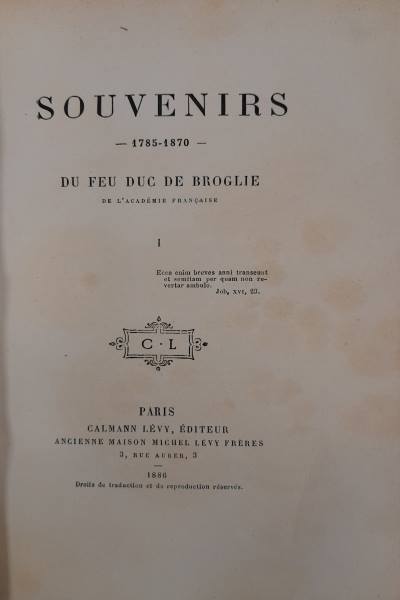 Souvenirs 1785-1870 (4 volumes)