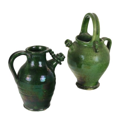 Pair of Glazed Terracotta Jars