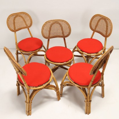Conjunto de sillas de bambú de los años 50 y 60.