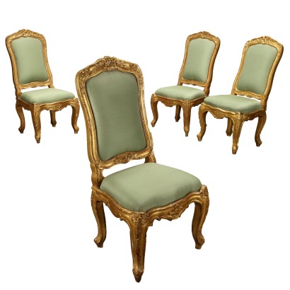 Gruppo di Quattro Sedie in Stile Baroc