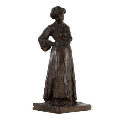 Antique Sculpture of a Dame F. Pasanisi '800-'900 Bronze
