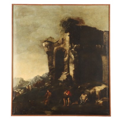 Peinture de paysage avec ruines et personnages,Peinture de paysage avec ruines et personnages