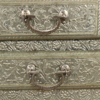 Cabinet Covered in Silver Metal, Cabinets Covered in Silver Metal