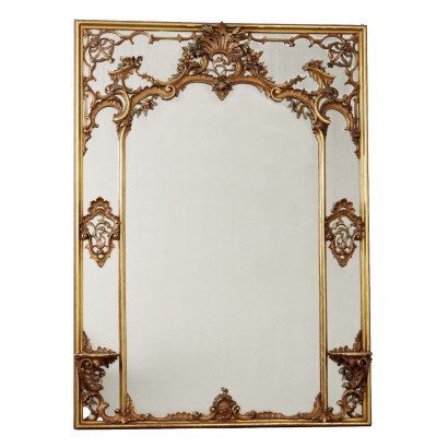 Antique Wooden Mirror Baroque Style Italy XX Century
