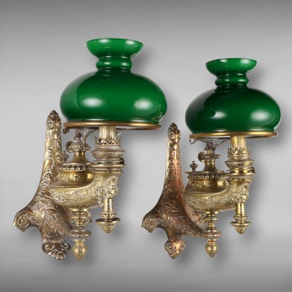Paar Antike Öllampen Wild & Wessel Deutschland des XIX Jhs
