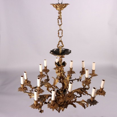 Lámpara de araña estilo rococó en bronce