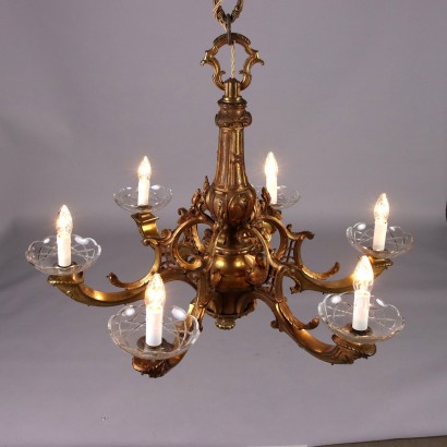 Lámpara de araña estilo bronce dorado