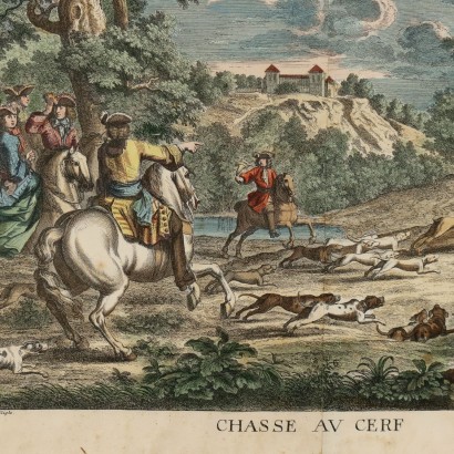 Grupo de cuatro grabados del siglo XVIII, Grupo de cuatro grabados con escenas