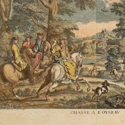 Grupo de cuatro grabados del siglo XVIII, Grupo de cuatro grabados con escenas