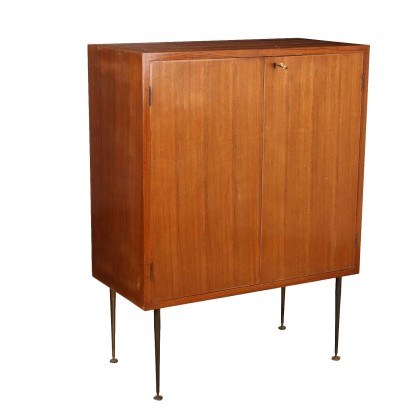 Vintage Kleiner Möbel aus Teck Furniert Messing der 60er Jahre