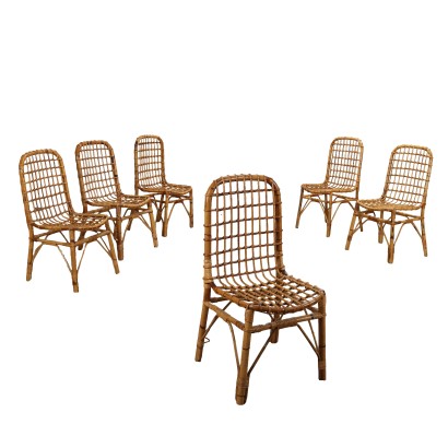 Gruppe aus 6 Vintage Stühle aus Bambus Italien der 80er Jahre