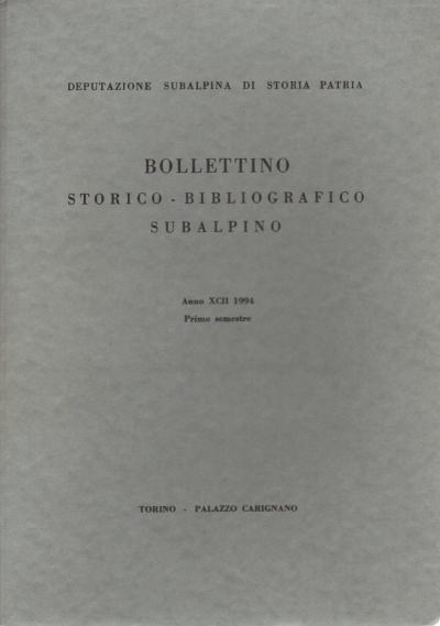 Subalpine historical-bibliographical bulletin Year XC, AA.VV.