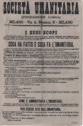 La Società Umanitaria Fondazione P. M. Loria Milano 1893/1963