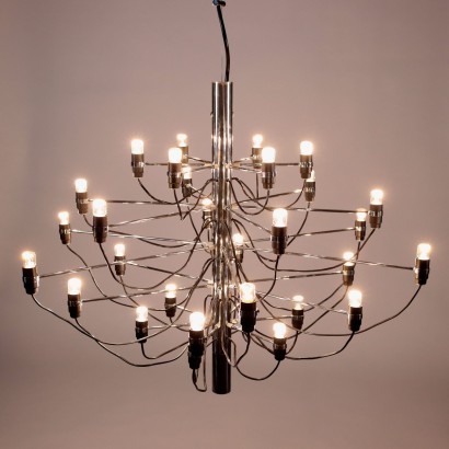 Lamp Chromed Metal Enamelled Aluminum 1960s G. Sarfatti Arteluce