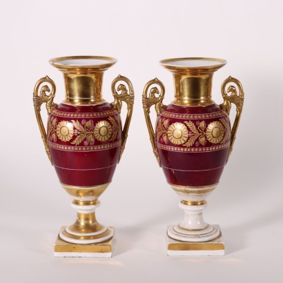 Pair Of Vases Porcelain France 19th Century
