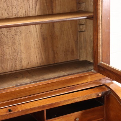 Writing Desk with Lift Restoration Mahogany Walnut Glass Italy XIX C