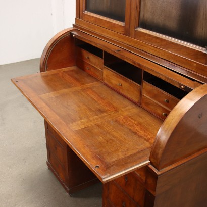 Writing Desk with Lift Restoration Mahogany Walnut Glass Italy XIX C
