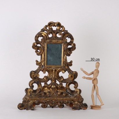 Barocker Stützrahmen mit Spiegel Holz Italien XVIII Jhd